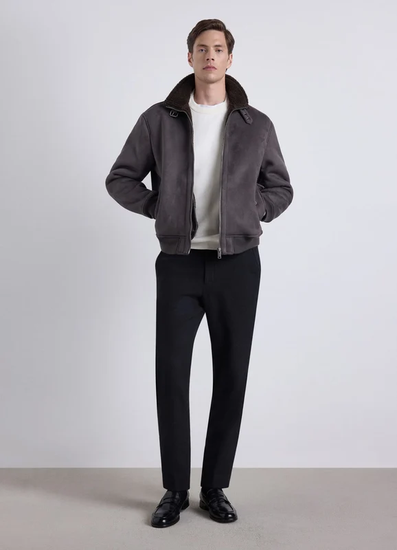 Pantaloni chino misto lana a tinta unita 52