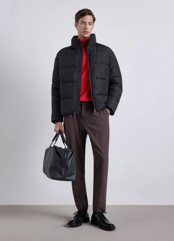 Pantaloni straight a tinta unita con vita regolabile 48