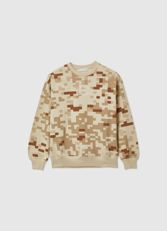 Felpa oversize con stampa camouflage e scritta 10-11