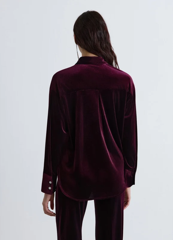 Camicia in ciniglia con bottoni gioiello 3XL