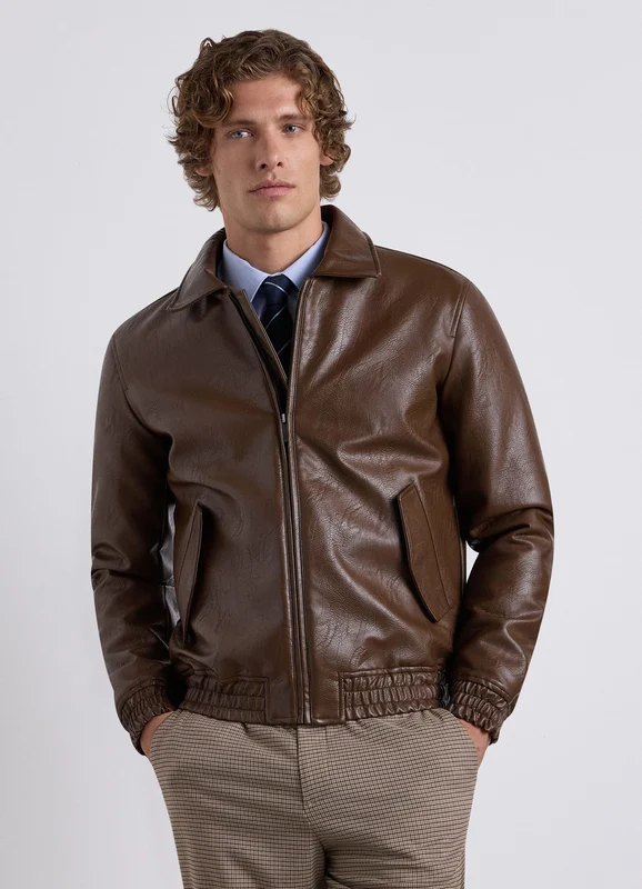 Giubbotto imbottito effetto pelle con zip S