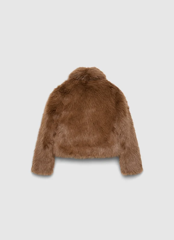 Giacca corta effetto peluche a tinta unita 8-9