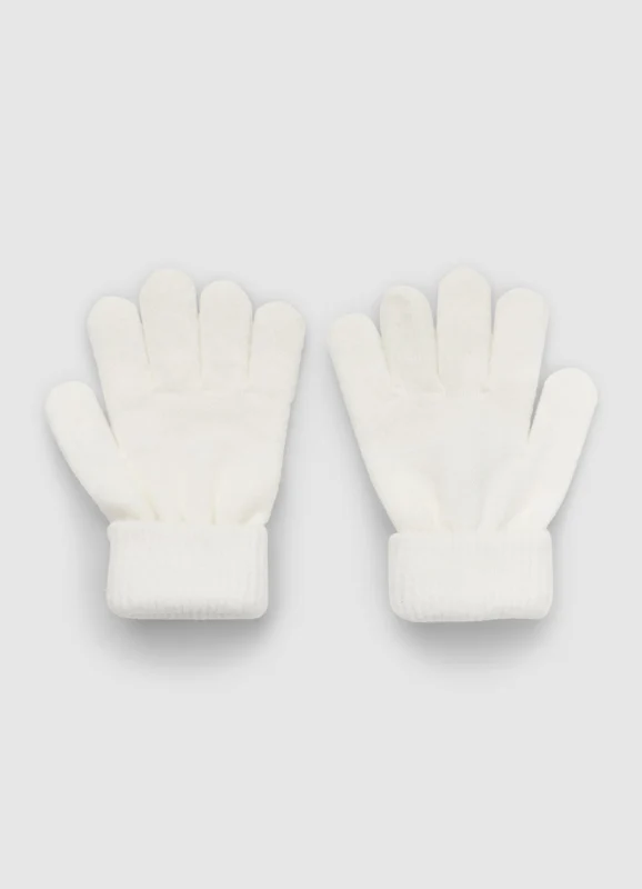 Guanti con polsino a costine e perline M/L