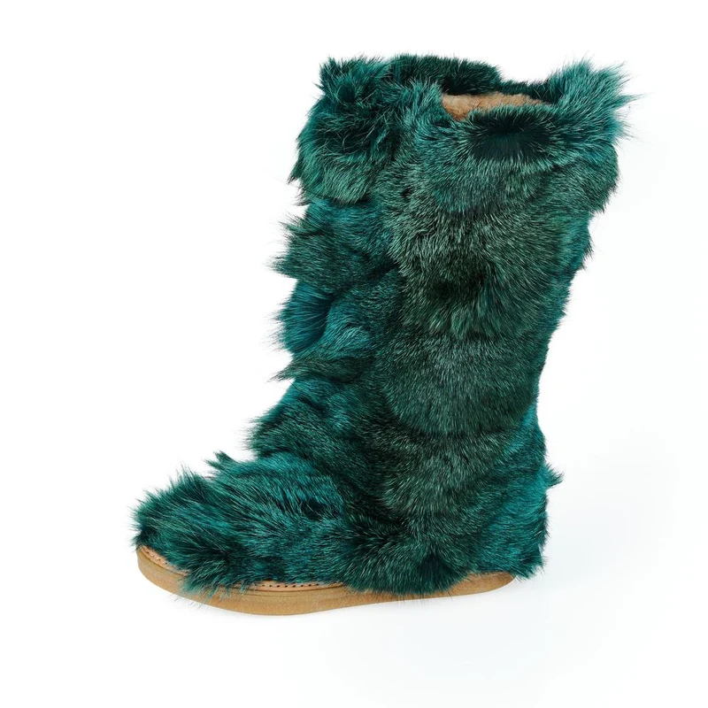 Mr&Mrs Italy Teal Fur Women's Shoe EU36/US6