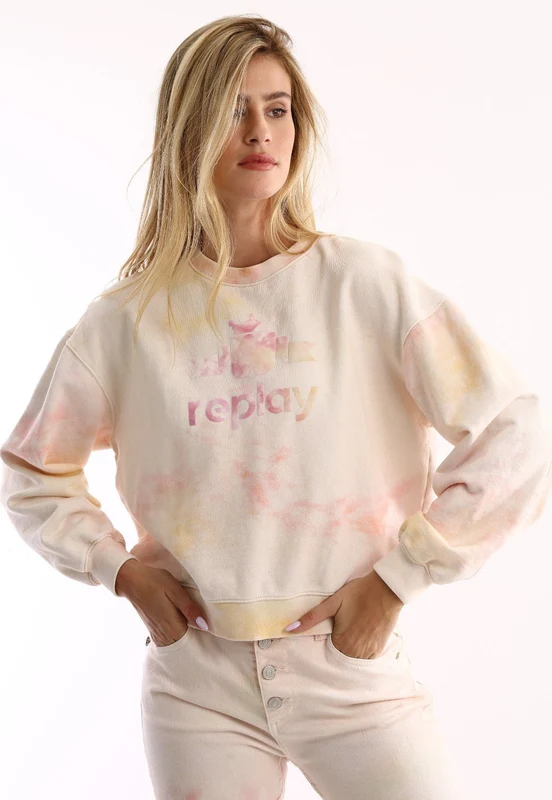 סווטשירט עם לוגו בחזה נשים PINK / S