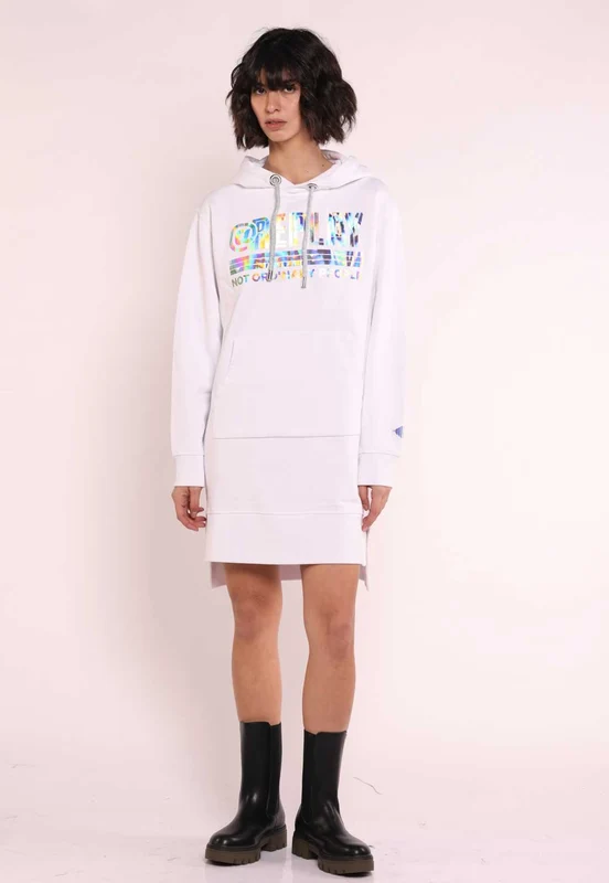 שמלה לוגו גדול בחזה נשים WHITE / XS