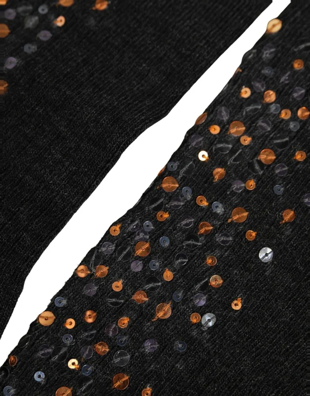 Dolce & Gabbana Dark Gray Sequined Wool Knee High Accessory Socks M