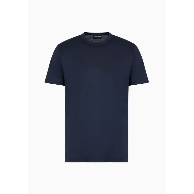 Camiseta em Malha Suéter de Mistura em Seda e Algodão Azul Escuro - 48 IT - 42 BR