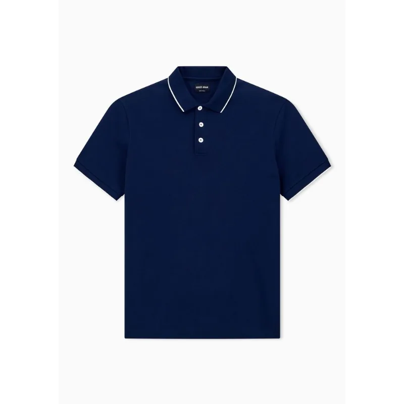 Camisa Polo de Piquet de Algodão Azul Acinzentado - 48 IT - 42 BR