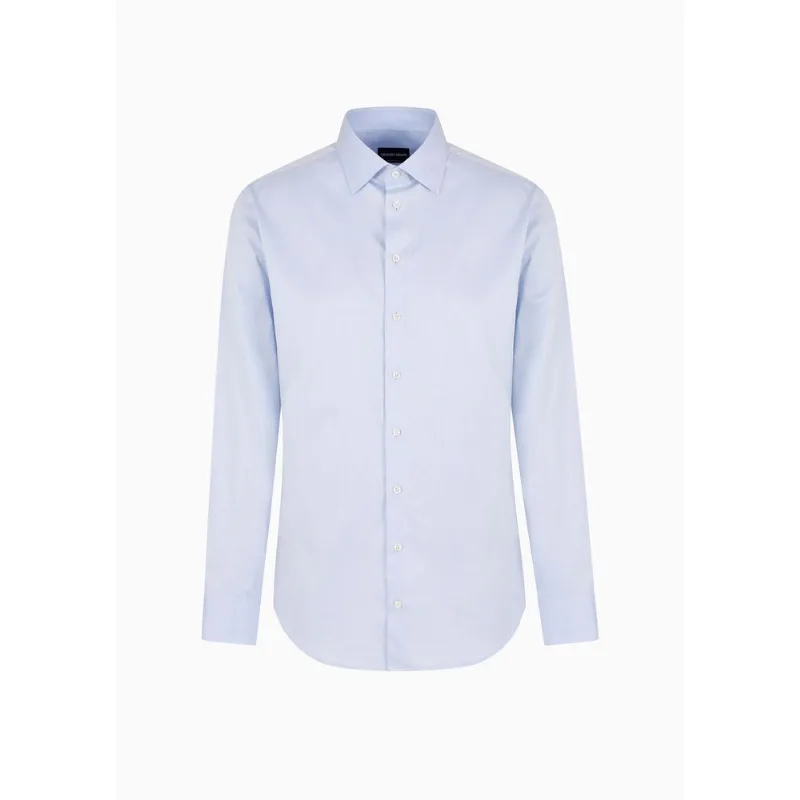 Camisa Regular Fit de Algodão Azul Claro - 39 IT - 49 BR