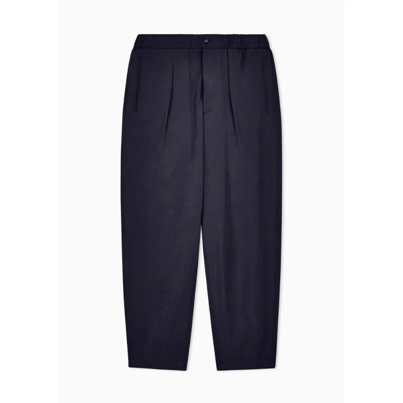 Calça em Seda com Cós Elástico e Bolsos Azul - 50 IT - 44 BR