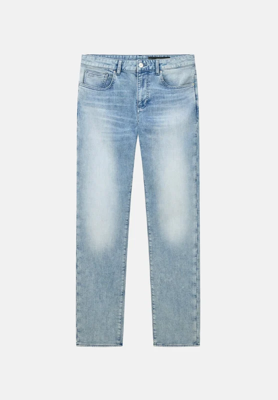 ARMANI EXCHANGE Jeans denim azzurro per uomo con effetto sbiadito e baffature per un look urbano 36