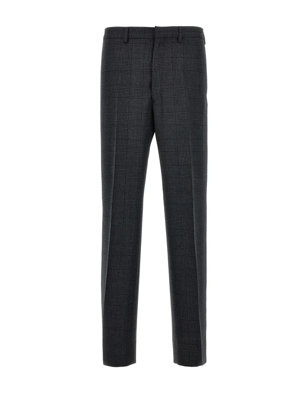 Prada Gray Check Wool Pants IT 48