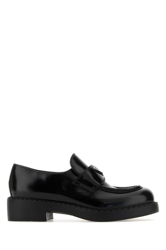 Prada Black Leather Loafers 38.5
