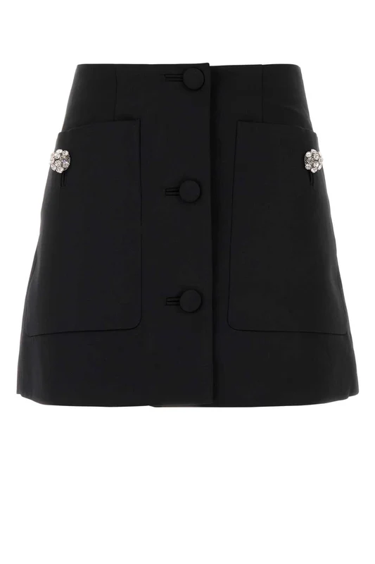 Prada Black Wool Mini Skirt 36