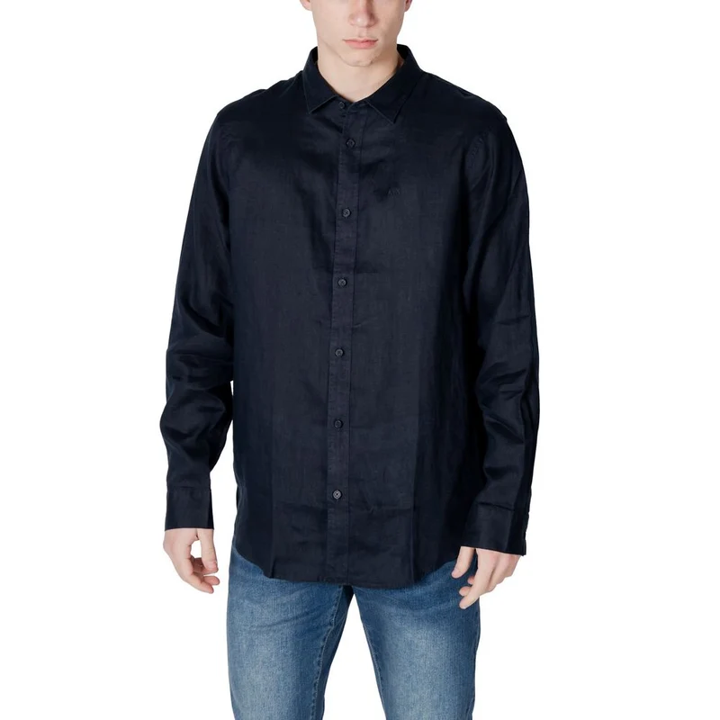 Armani Exchange Blue Linen Dress Shirt IT54 | XXL