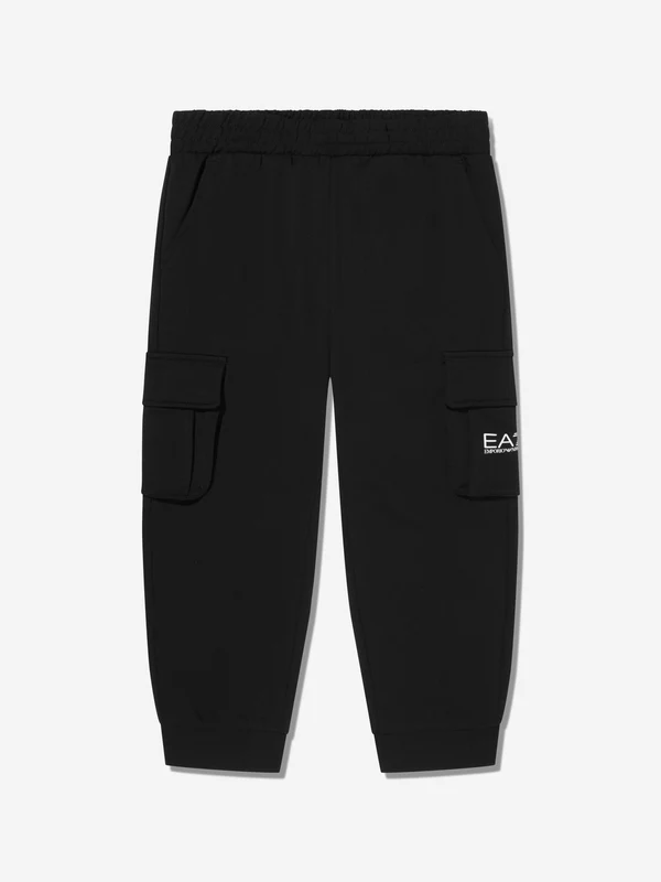 EA7 Emporio Armani Boys Train Core ID Cargo Trousers in Black Black / 16 Yrs