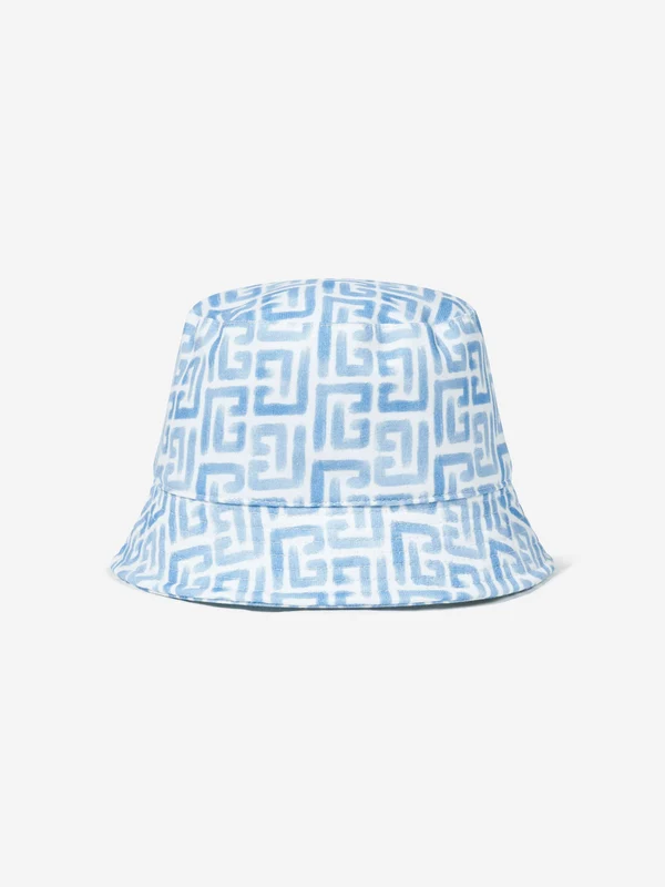 Balmain Boys Monogram Logo Bucket Hat in Blue Blue / 12 - 14 Yrs