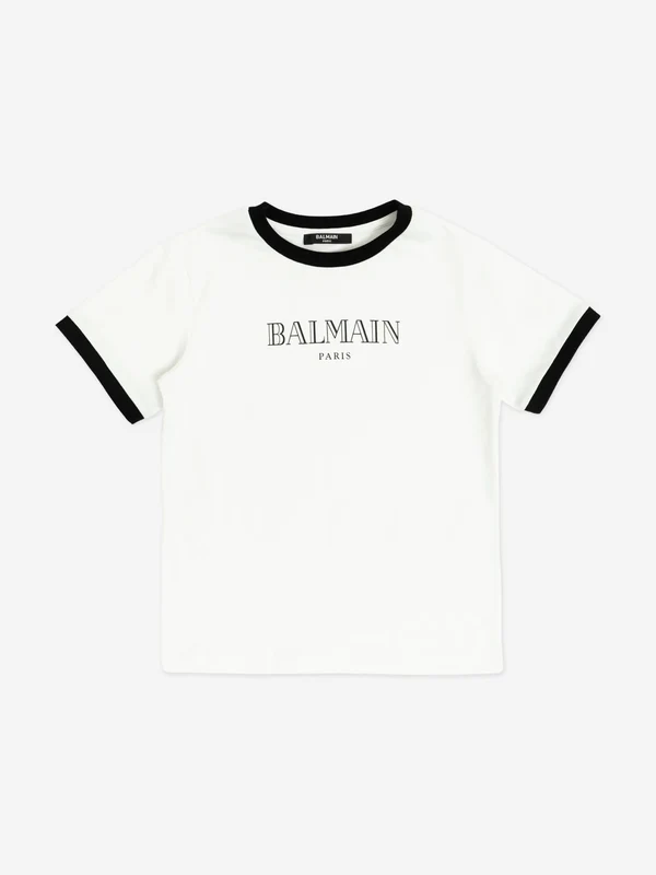 Balmain Boys Logo T-Shirt in White White / 12 Yrs