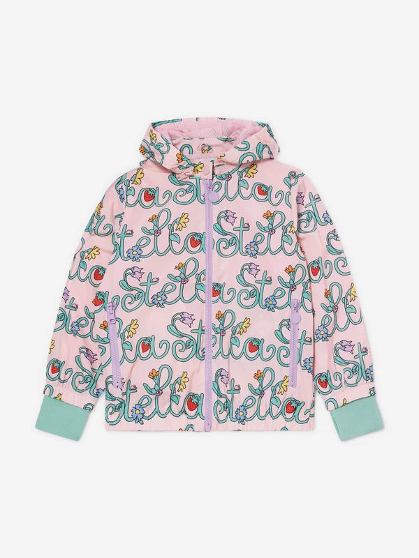 Stella McCartney Girls Flower Logo Hooded Jacket in Pink Pink / 10 Yrs