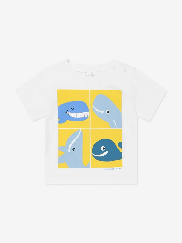 Stella McCartney Baby Boys Whales Print T-Shirt in White White / 18 months