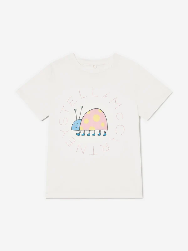 Stella McCartney Girls Ladybird Logo T-Shirt in Ivory Ivory / 8 Yrs