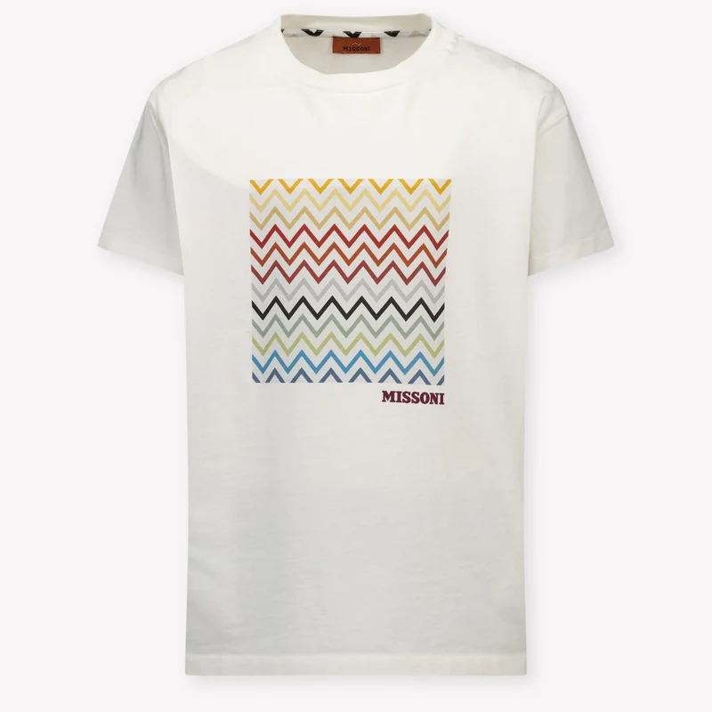 Missoni Kinder Jongens T-Shirt In Off White 10 Jaar