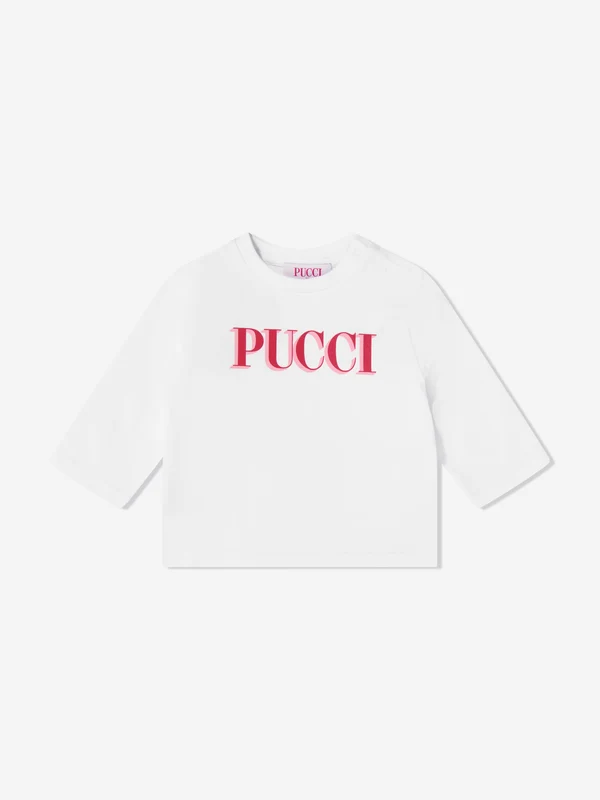 PUCCI Baby Girls Long Sleeve Logo T-Shirt in White White / 18 months