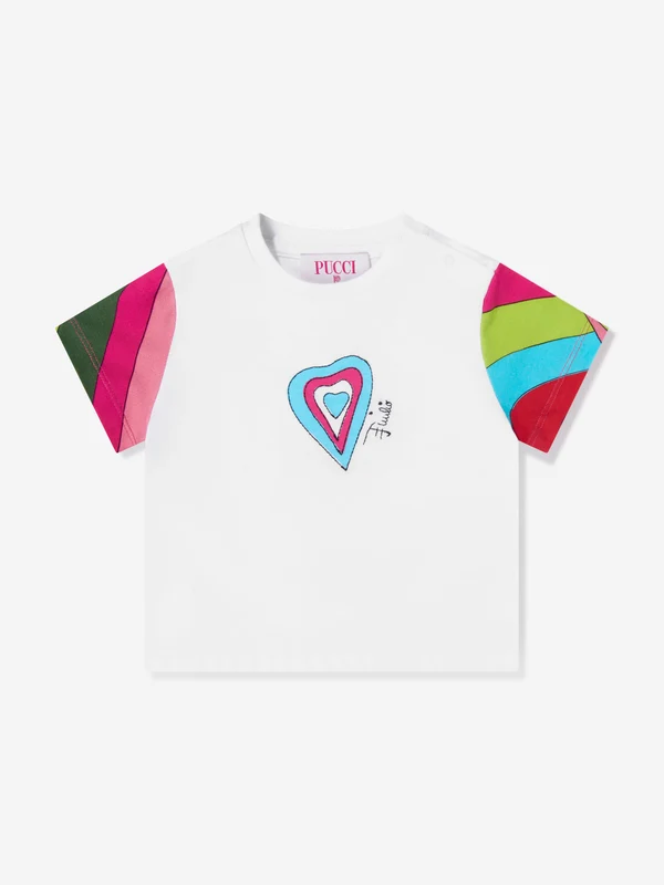 PUCCI Baby Girls Heart Print T-Shirt in White White / 9 Mths