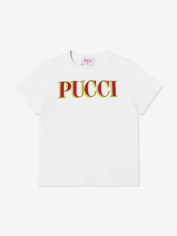 PUCCI Girls Logo T-Shirt in White White / 8 Yrs