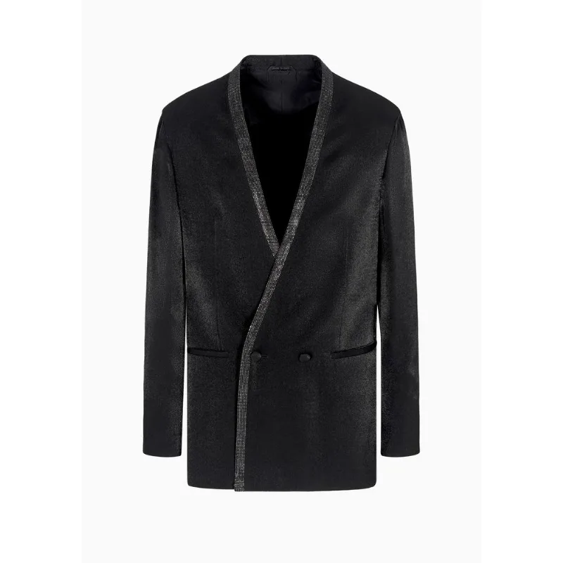 Smoking Upton Line em Viscose com Strass Preto - 50 IT - 44 BR