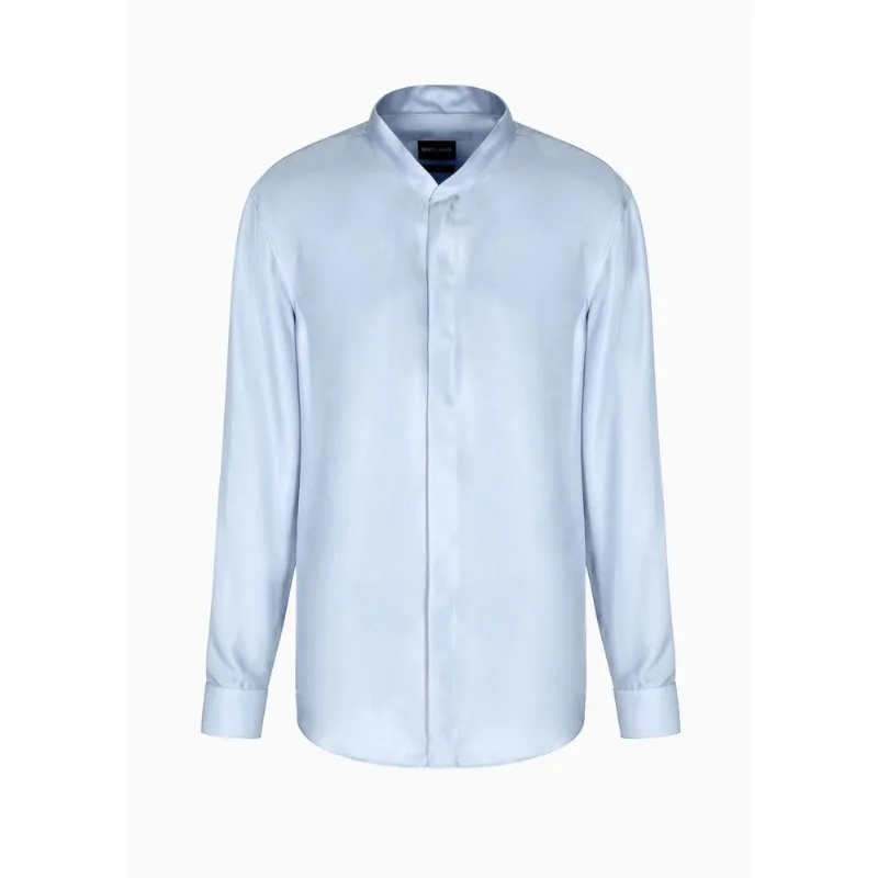 Camisa de Seda Twill Azul Claro - 39 IT - 49 BR