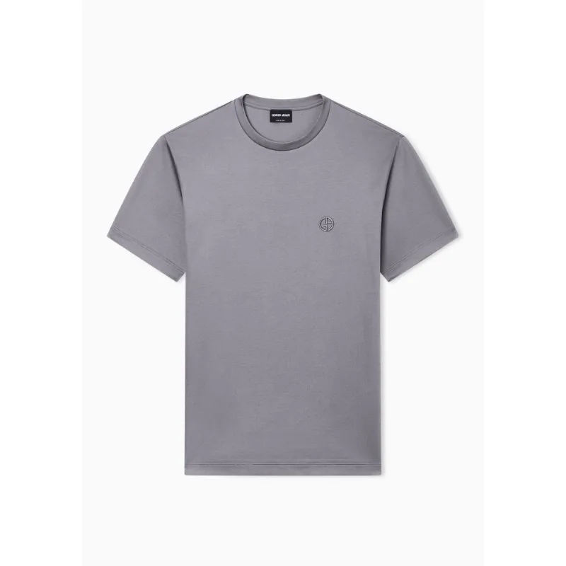 Camiseta de Algodão com Logo Bordado Grafite - 52 IT - 46 BR