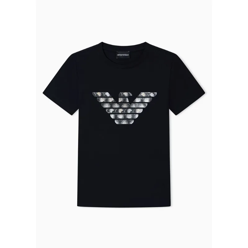 Camiseta Slim Fit em Jersey Preto/Águia - S