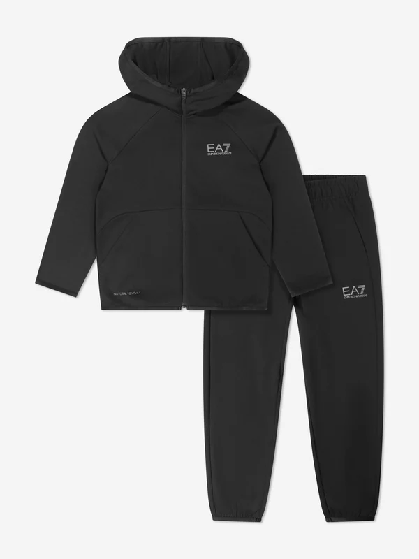 EA7 Emporio Armani Boys Natural VENTUS7 Tracksuit in Black Black / 16 Yrs