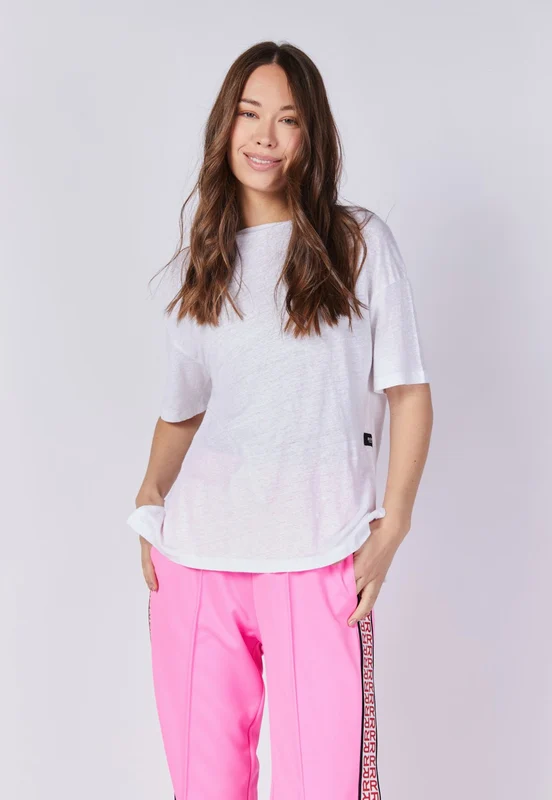 טי שירט קצרה אוברסייז נשים WHITE / M