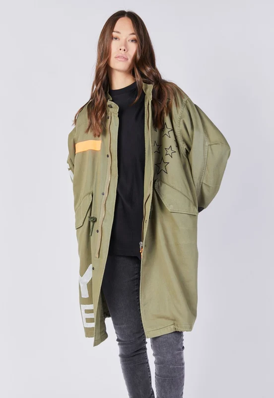מעיל אוברסייז לוגו נשים BROWN / XXS