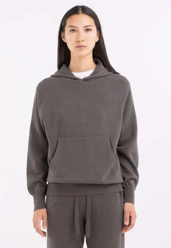 סווטשירט קפוצ'ון סריג נשים GRAY / S