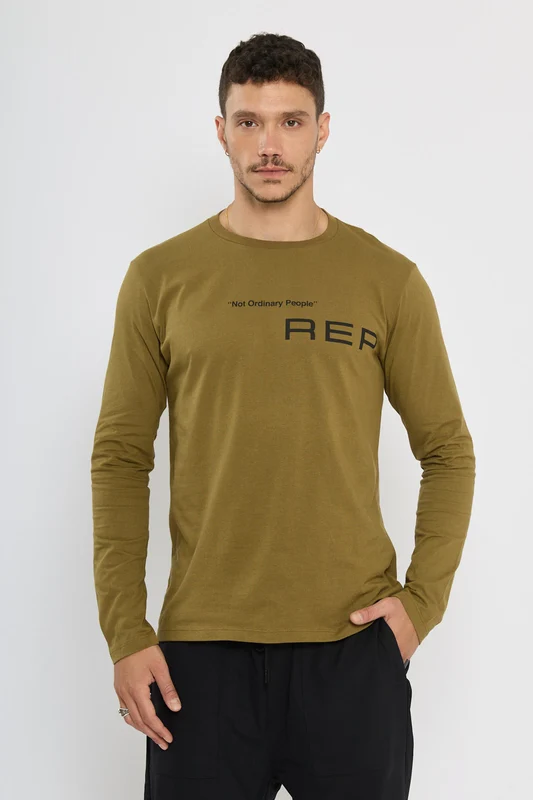 טי שירט ארוכה Rep גברים GREEN / S
