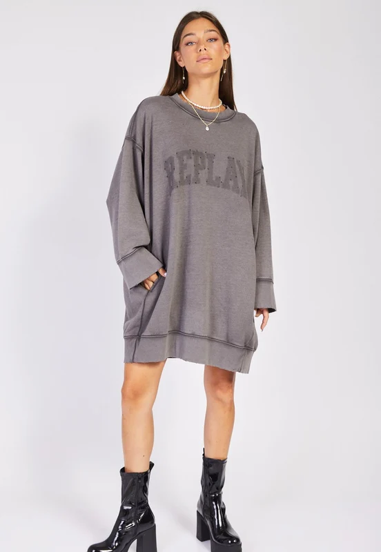 סווטשירט שמלת מיני נשים GRAY / XXS