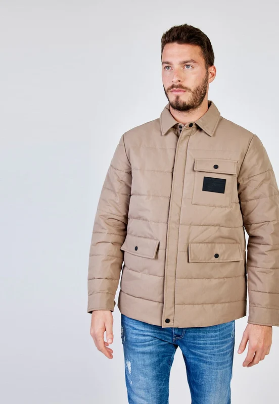 מעיל פאפר עם כיסים גברים BROWN / XXL