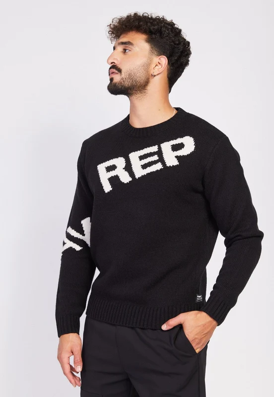 סוודר סריג עם לוגו גברים WHITE / XL