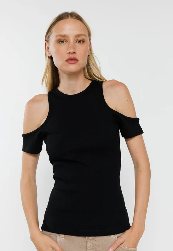 גופייה Off Shoulde נשים BLACK / S