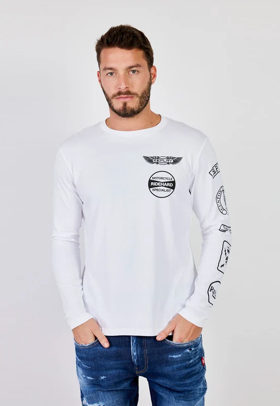 טי שירט ארוכה Rebrand גברים WHITE / L