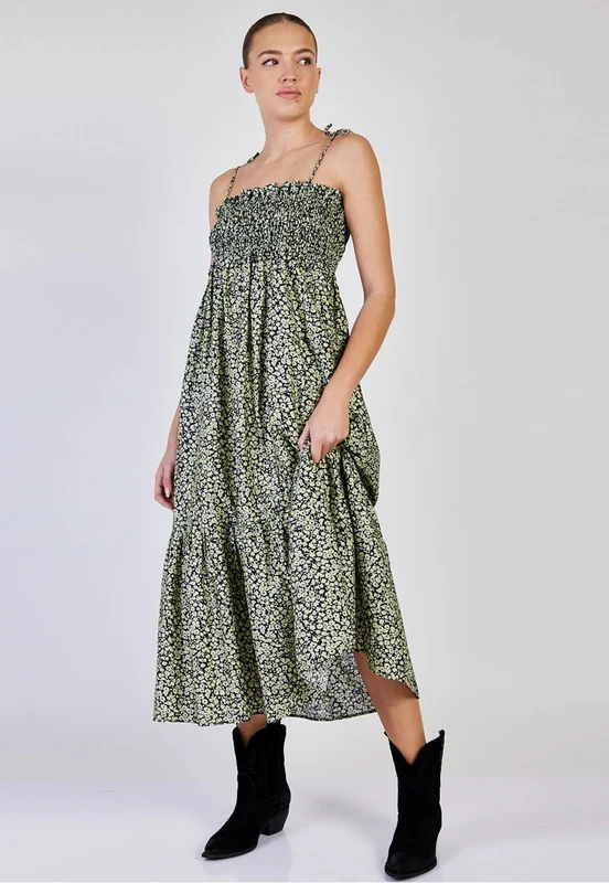שמלת מקסי Print נשים GREEN / S