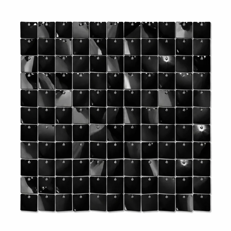 Tenda decorativa "Glitter" quadrata 30x30 per decorazioni e allestimento Nero / 1 pezzo (30 cm x 30 cm)