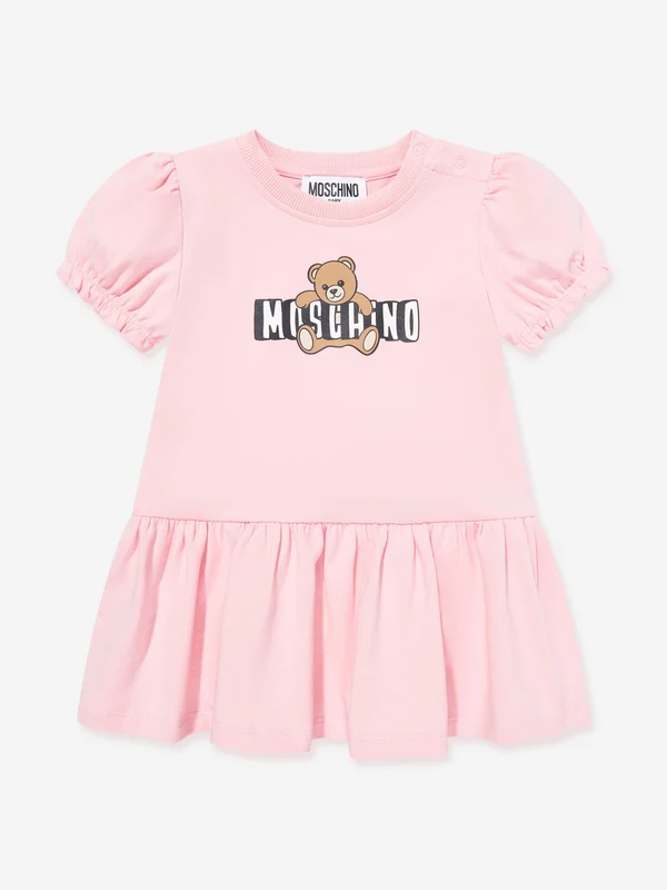 Moschino Baby Girls Teddy Bear Logo Dress in Pink Pink / 3 - 6 Mths