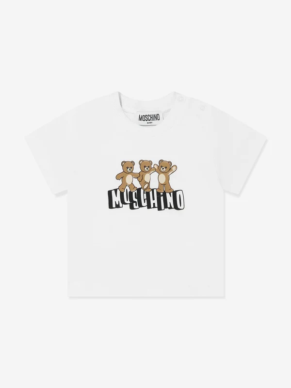 Moschino Baby Teddy Bear Logo T-Shirt in White White / 3 - 6 Mths