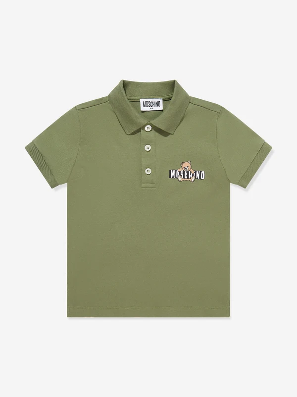 Moschino Boys Teddy Bear Logo Polo Shirt in Green Green / 6 Yrs