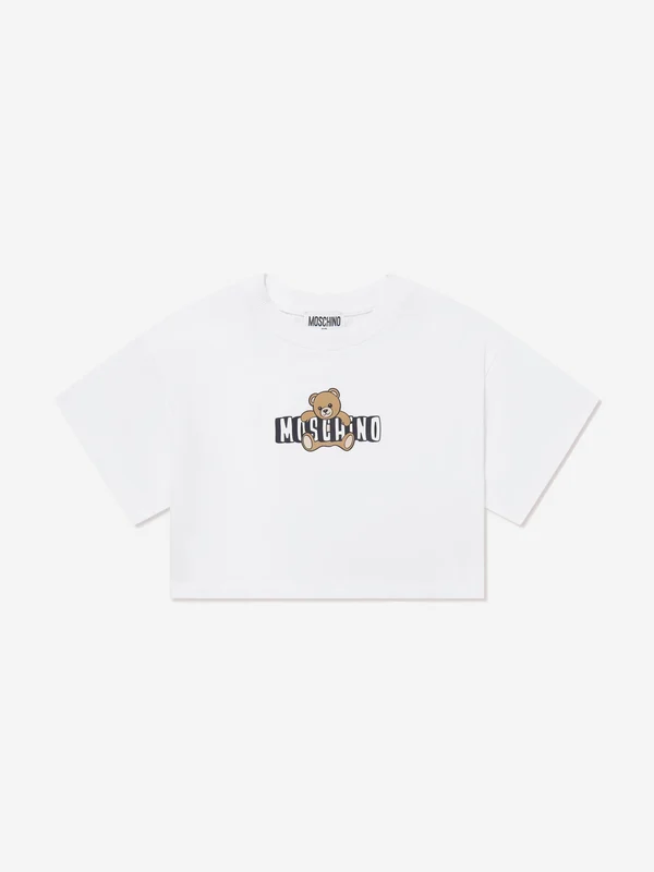 Moschino Girls Teddy Bear Logo T-Shirt in White White / 8 Yrs
